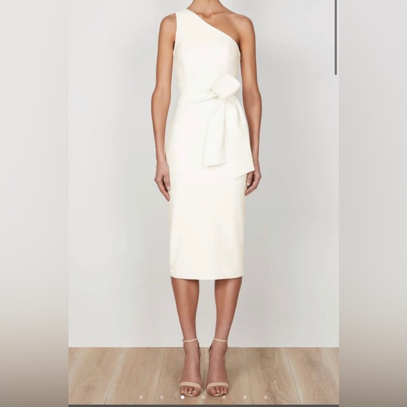 Shona Joy Dresses & Skirts - Shona Joy Lucy One Shoulder MIDI Dress- ivory
